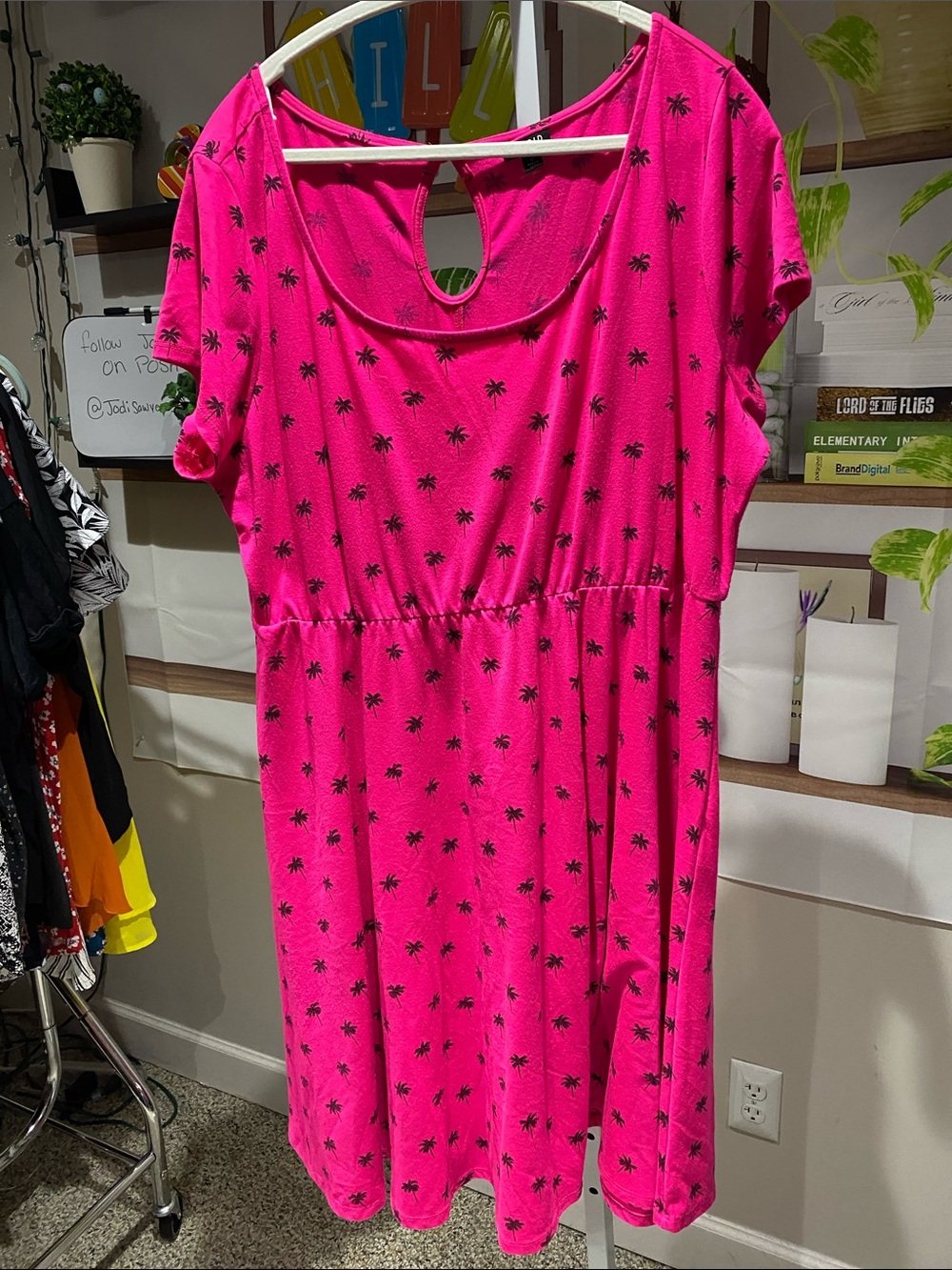 torrid Hot Pink Palm Tree Tee Dress Ptp is 23.